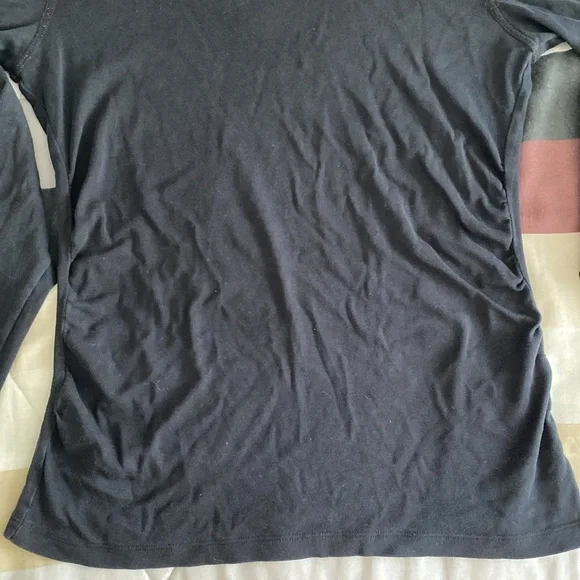 Scoop neck Black loose Long-Sleeve T-Shirt - Picture 6 of 17